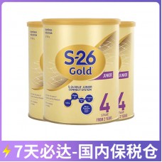 【7天必达】【保税仓包邮】【新旧包装混发】Wyeth 惠氏 S26金装奶粉4段 900克x3罐/箱（2岁+）【收件人身份证必需上传】【新疆、西藏、内蒙古、青海、宁夏、海南、甘肃，需加收运费】